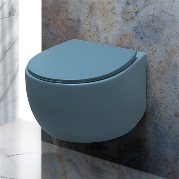 Blå toilet i væghængt design Dot II